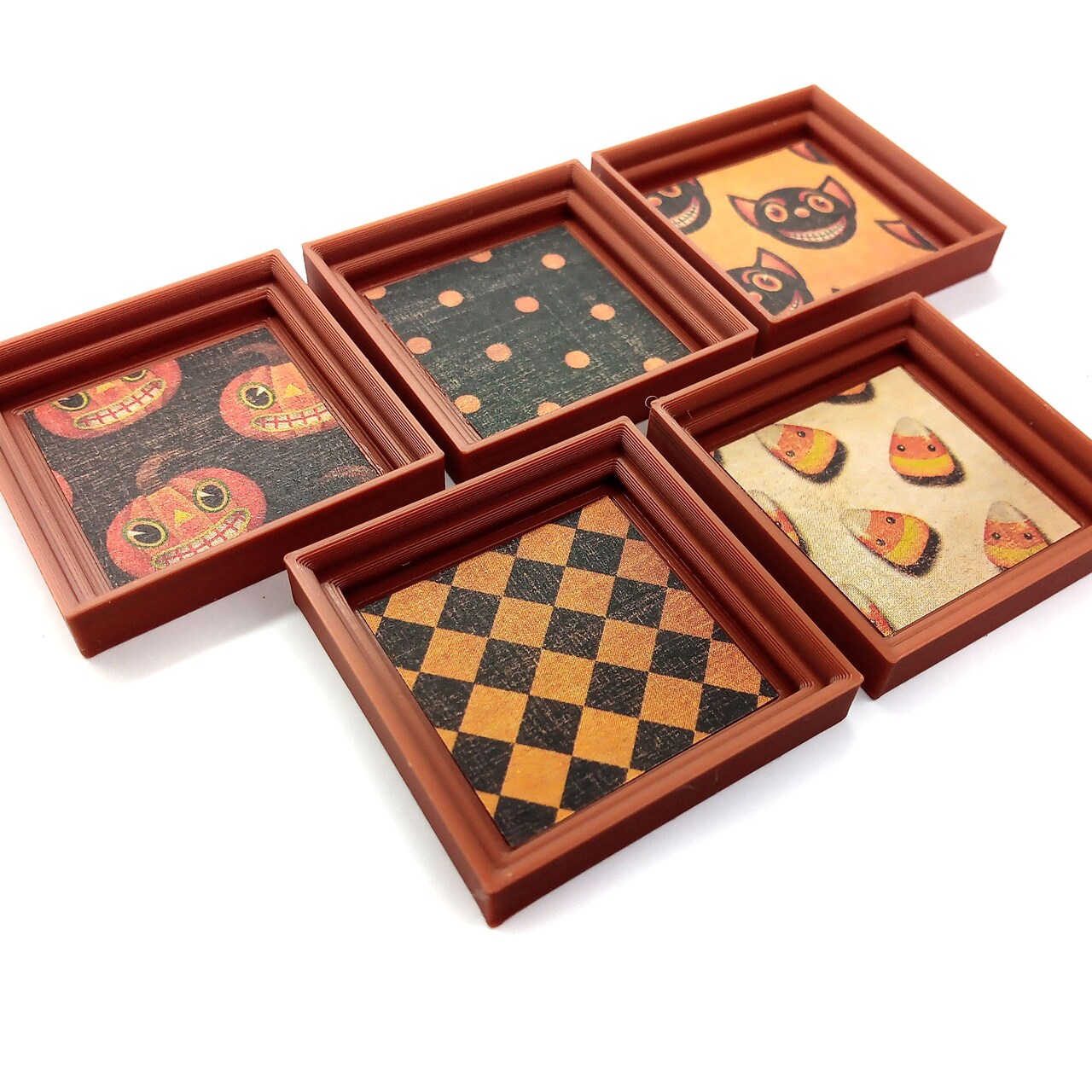 Spooky Halloween Art for Dollhouses, 5 Framed Prints, 1:12 scale, Adorabilities